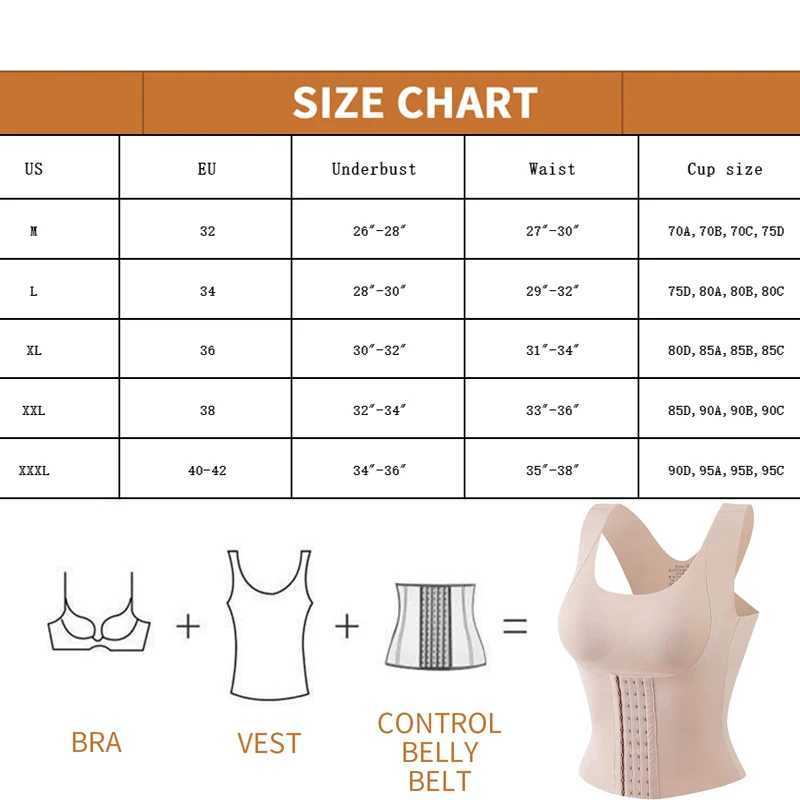 3-in-1 Waist Trainer Bra Waist Buttoned Bra Shapewear Women Waist Trainer Corset Tummy Control Body Shaper Adjustable Straps 3XLXJ241028