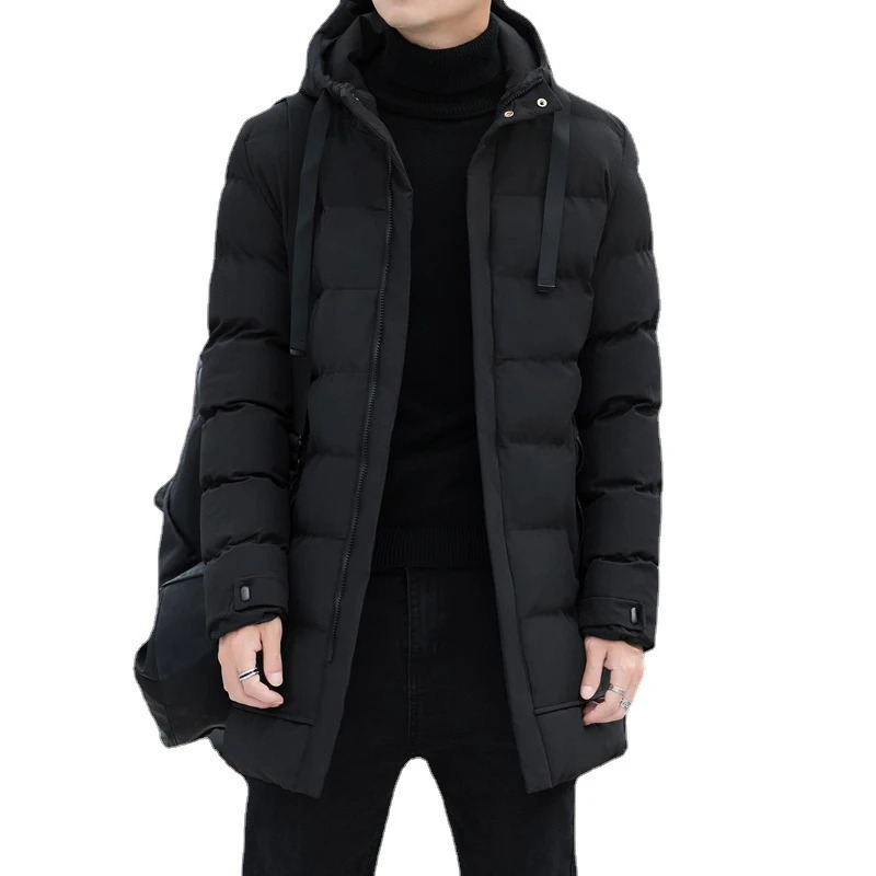 Men Warm Long Puffer Jacket Thicken Quilted Midlength Hooded Coat Winter Casual Outwear Overcoat Parka 241024