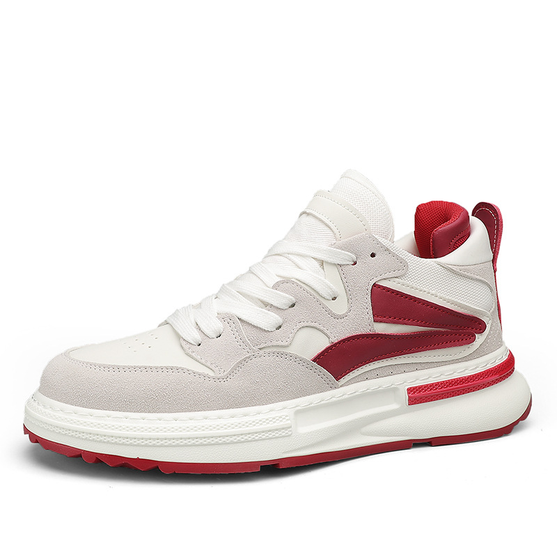 Autumn and winter new high top thick soled casual sports leather surface Forrest Gump running men's shoes