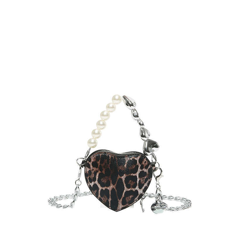 CMM Personalized Leopard Pattern Small Bag New Womens Fashion Shoulder Bag Small Fragrant Pearl Handheld Mini Love Bag
