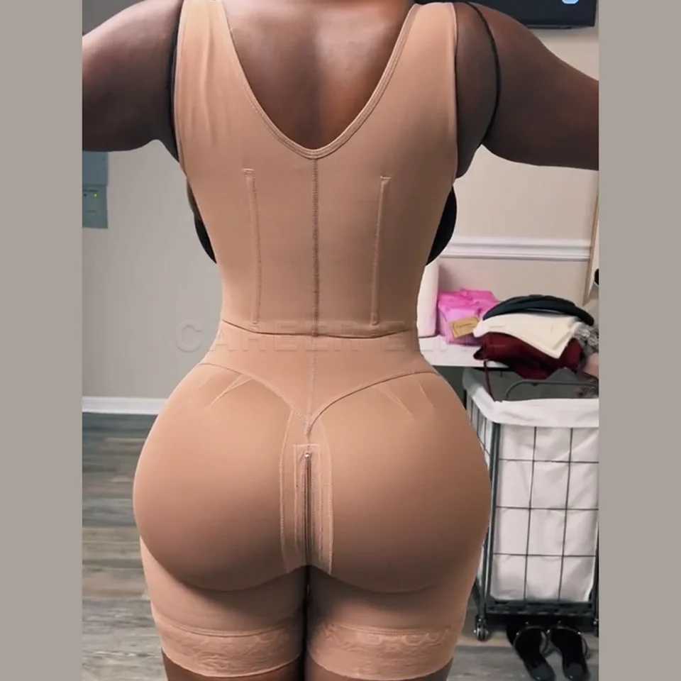 Fajas Colombianas Post Surgery High Compression Stage 2 Tummy Control Shapewear Bodusuit with Hook and Eye Corset LiposuctionXJ241028