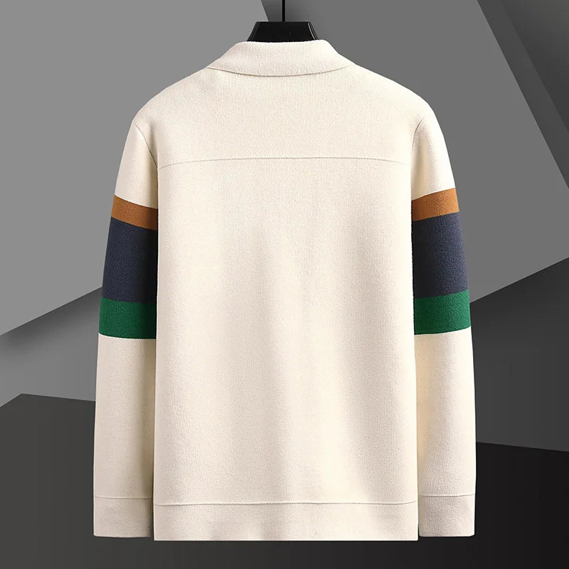 2024 Spring and Autumn Business Casual Cardigan Sweater Mens Fashion Versatile Long sleeved Knitted Coat 241024