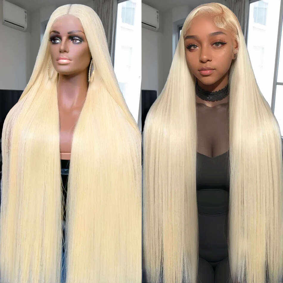 x HD Transparent Blonde Lace Frontal Wig Brazilian Preplucked Bone Straight Front Human Hair For Women