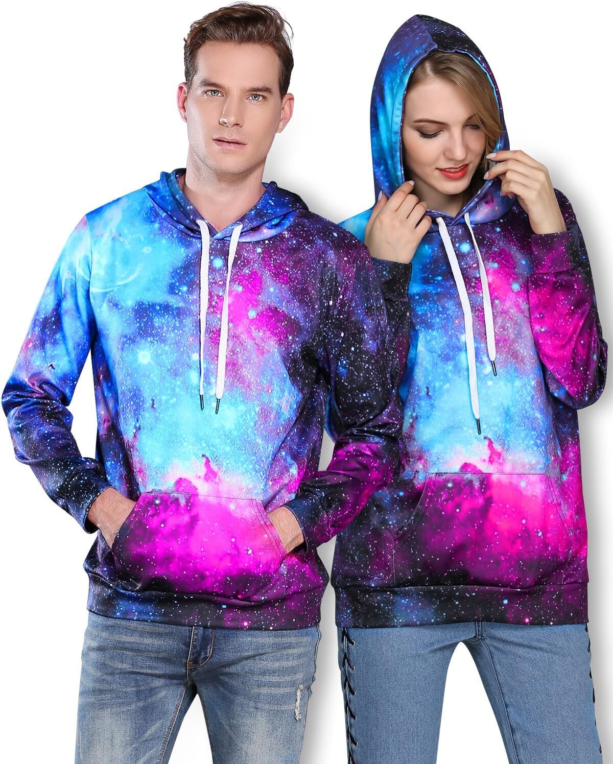 Hoodie for Mens Womens Graphic Hoodies for Men Funny Novelty Pullover Sweatshirt Xmas Teen Boy Gifts Black red Galaxy Hoodie Graphic Warm and casual