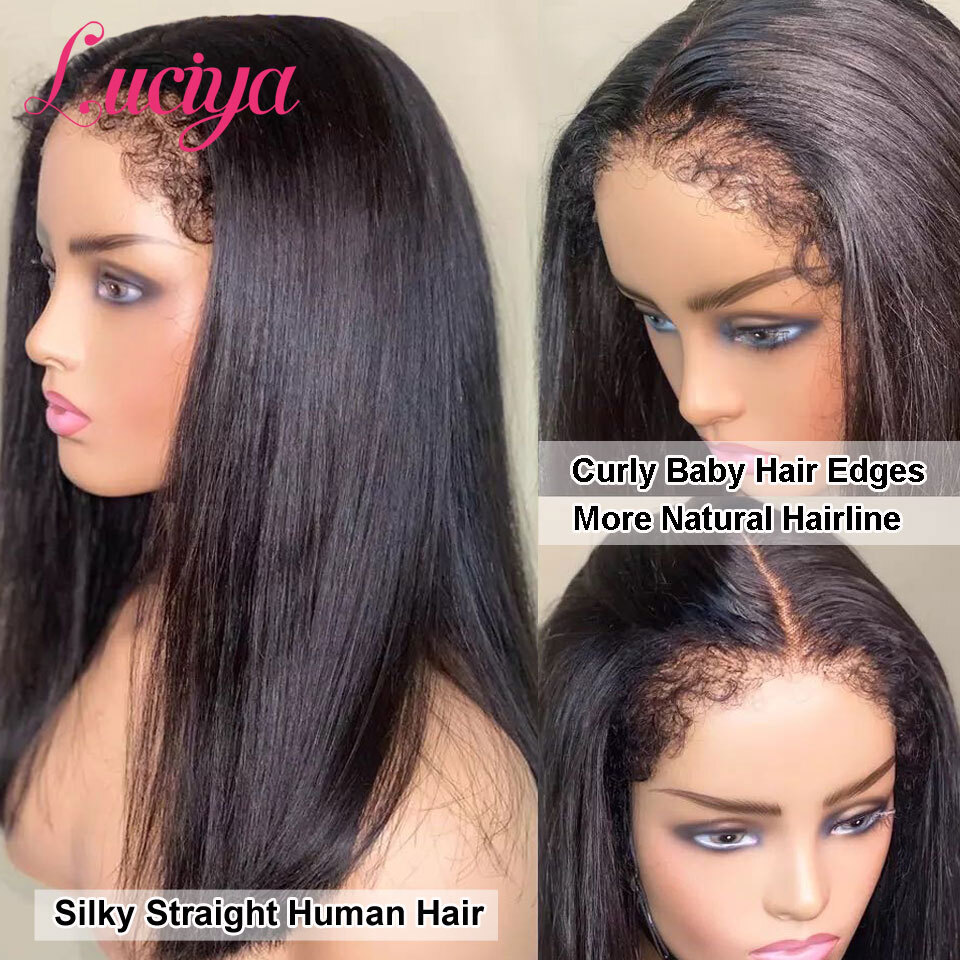 4C kinky Edges Bone Straight 13x4 Full Front Curly Baby 13x6 HD Lace Frontal Human Hair Wigs Glueless Closure Wig
