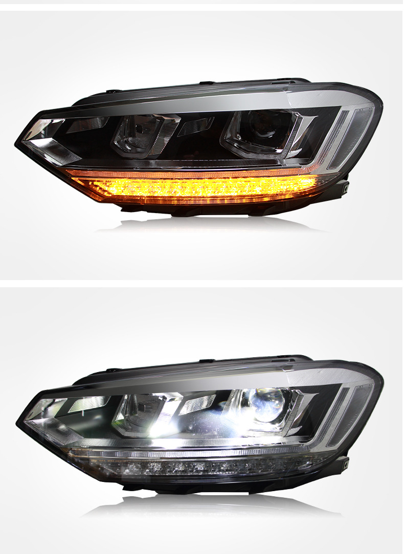 For VW Touran 20 16-20 19 Headlight Assembly Upgrade LED Lens Headlight Daytime Running Light Dual lens High Beam