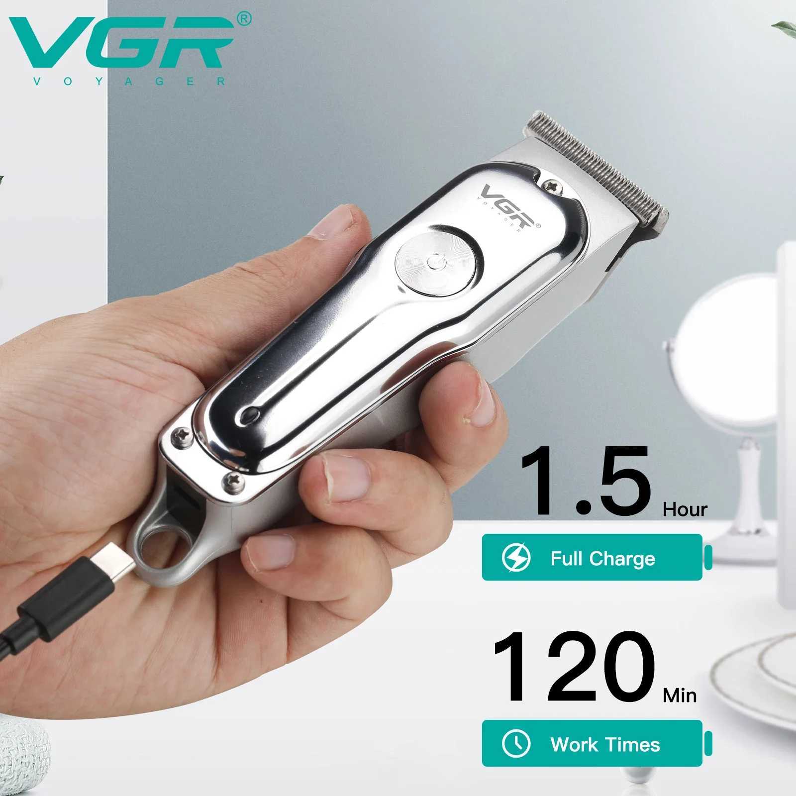 VGR Hair Clipper Rechargeable Hair Cutting Machine Cordless Hair Trimmer Electric Barber 0mm Cutting Blade Clipper for Men V-071 W241212
