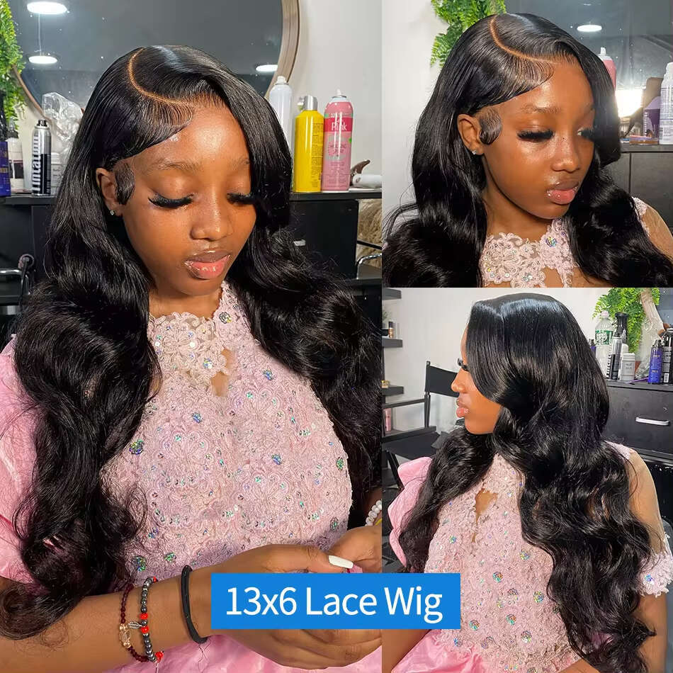 Inch x Body Wave Lace Front Human Hair Wig Brazilian Remy Water Transparent Frontal Wigs For Women