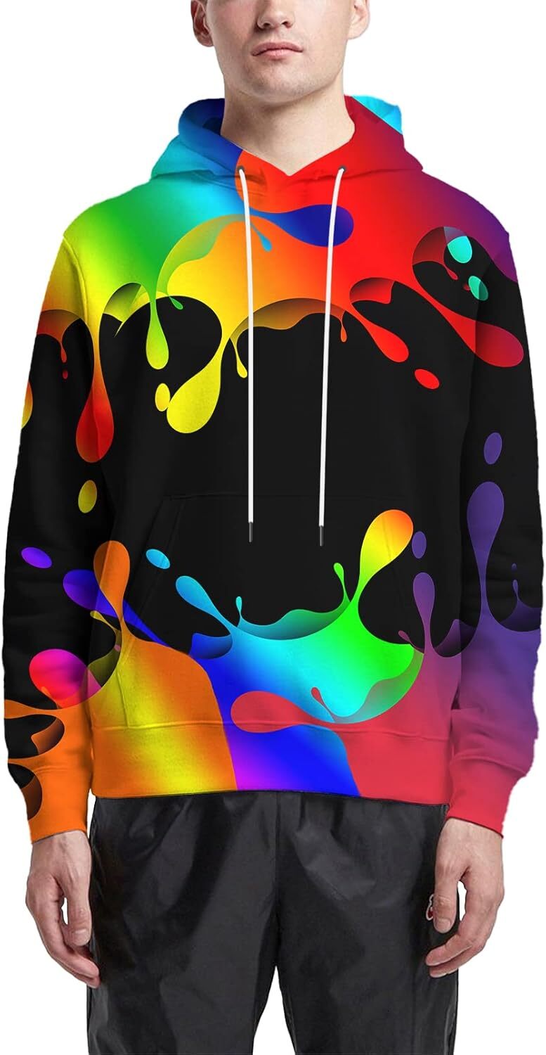 Hoodie for Mens Womens Unisex Graphic Hoodies 3D Cool Design Print Colorful Hooded Sweatshirt for Men and Women Graphic Colorful Warm Leisure
