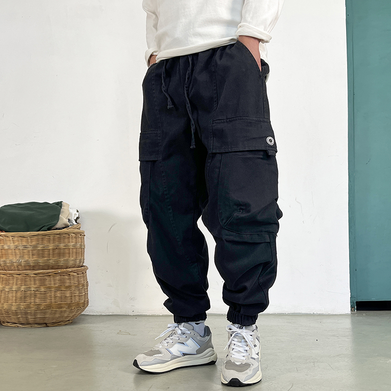 High Quality Plus Size Cargo Men Vintage Big Pocket Wear-Resistant Baggy Pants Fashions Khaki Joggers Male Casual Trousers