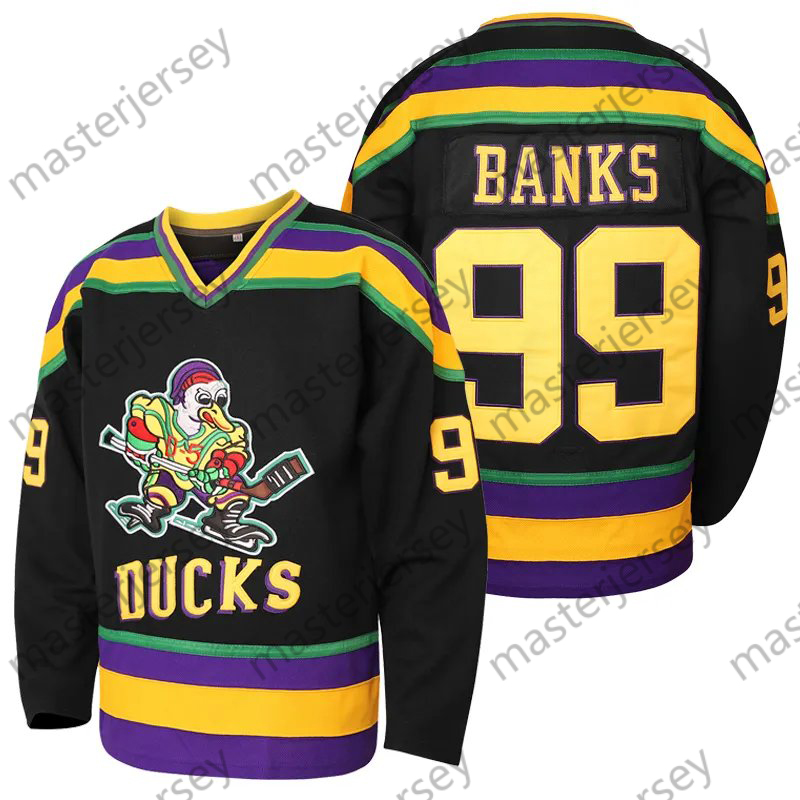 99 Mens Black Duck Hockey Jerseys Loose Fit V-Neck Stitched Ice Hockey Jersey Casual Festive Weekend Outings