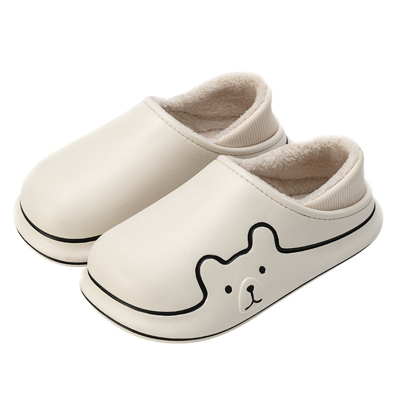 2024 new waterproof bag and winter indoor home plush cute little bear couple wearing cotton NEW hot slippers for men