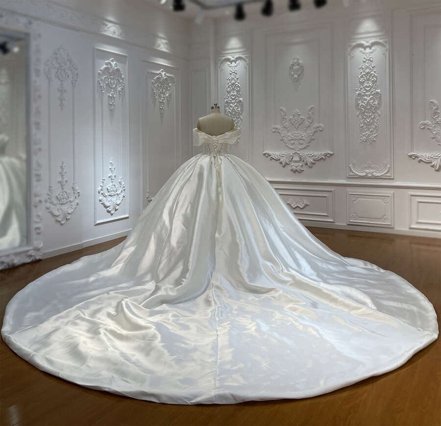 Off The Shoulder Simple With Glass Beading Bridal Stain Ball Gown Wedding Dress