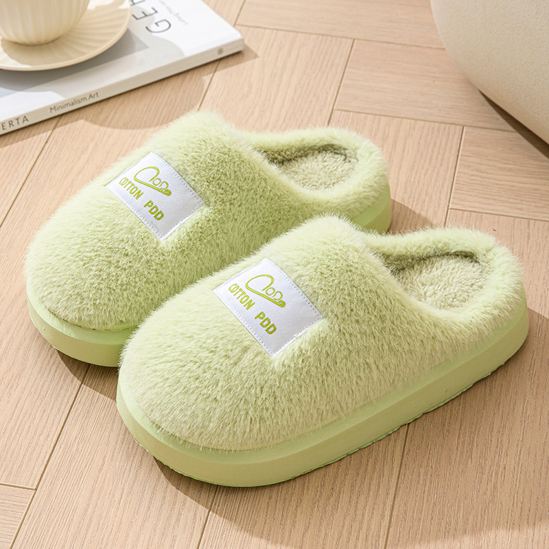 2024 New Winter Outdoor Couple NEW hot Indoor Home Non slip Thick Bottom Warm Fury Cotton Slippers for Women