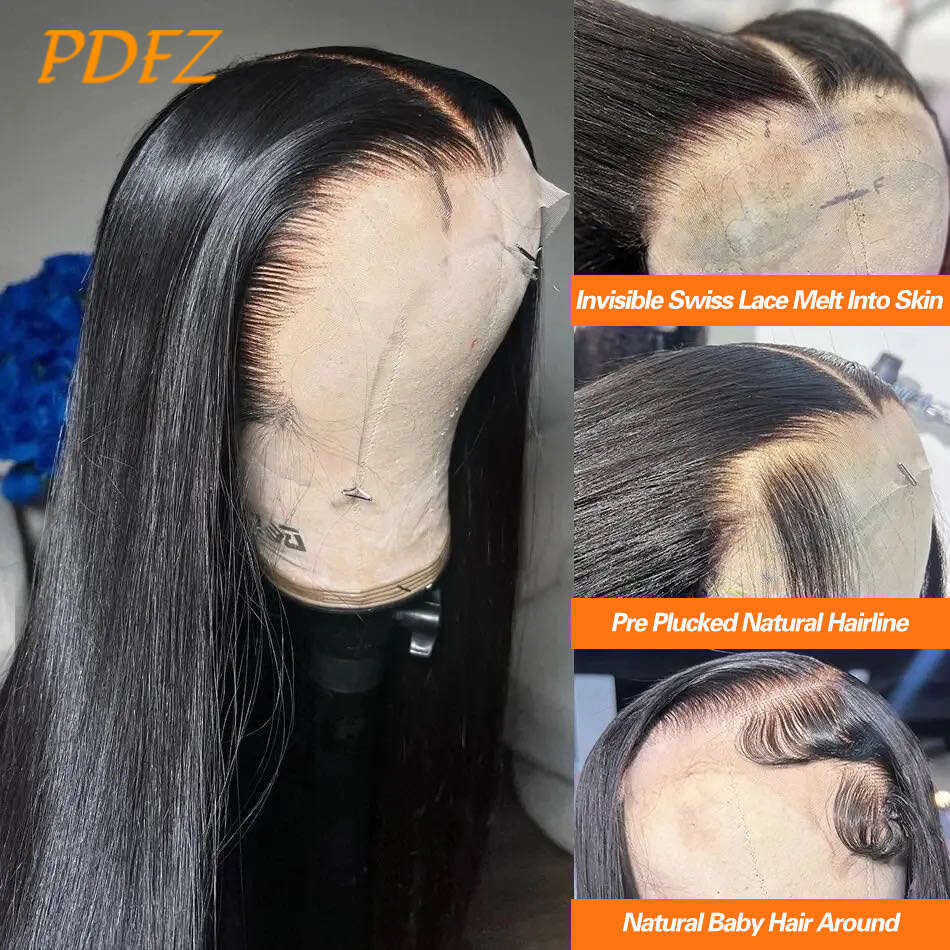 Straight Lace Front Wigs x Frontal Human Hair Wig Transparent HD Glueless Pre Plucked Cut