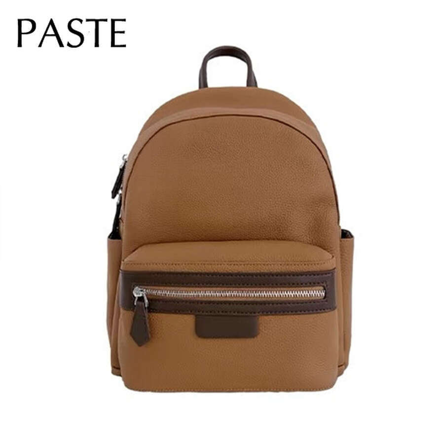 New Natural Cowskin 100% Genuine Leather Women Backpack 2024 Beige Hit-Color Large Capacity Shoolbag For Laptop College Girl