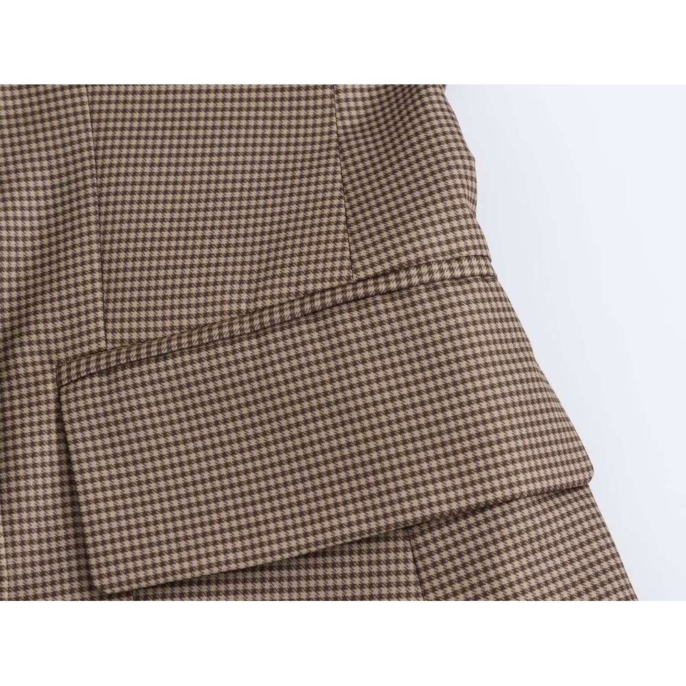TRAFZA Elegant Pinstripe Office Women Lapel Pocket 2024 New Spring Autumn Fashion Old Money Commuter Blazer