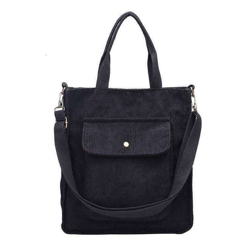 Women Corduroy Shoulder Bag Vintage Shopping Bags Zipper Handbags