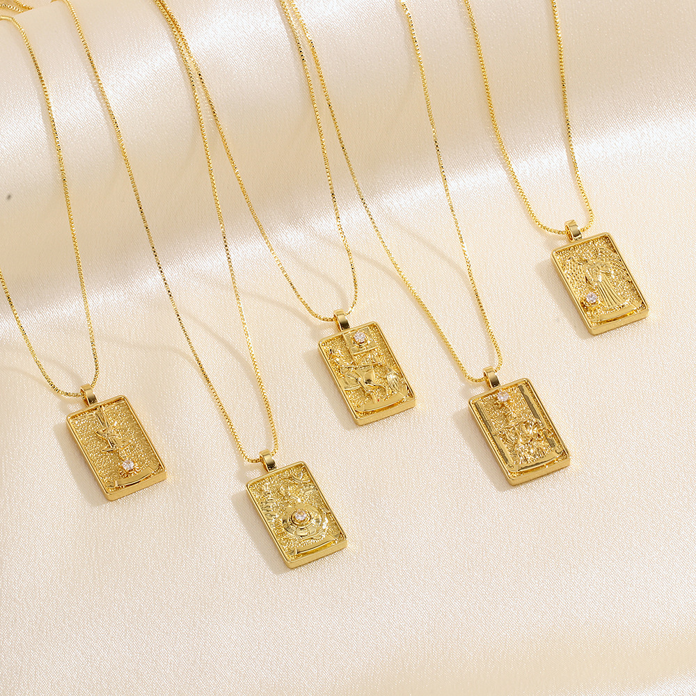 Tarot Pendant Necklace Stars, Moons, Lovers , Etc Retro Design Luxury Women Jewelry Gold-plated Brass Necklace High Quality Christmas Gifts
