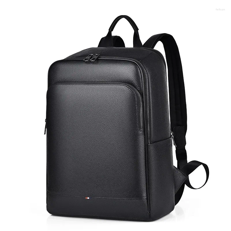 Backpack 2024 Real Genuine Leather Men Backpac Korean Student Boy 15.6 Inch Computer Laptop Bag 2e54