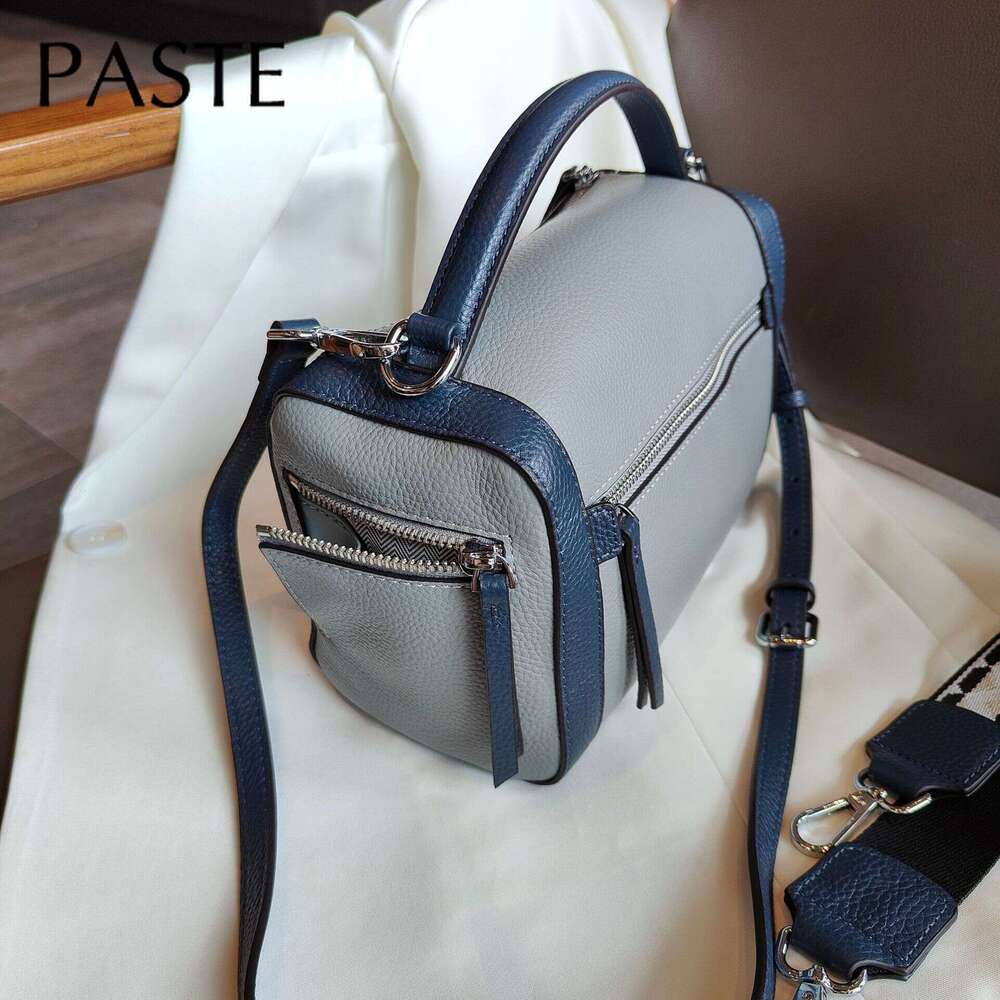 New Hit Color 2 Straps Flap Square Shoulder 100% Natural Cowhide Leather Women's Crossbody Bag High Quality Ladies Handbag