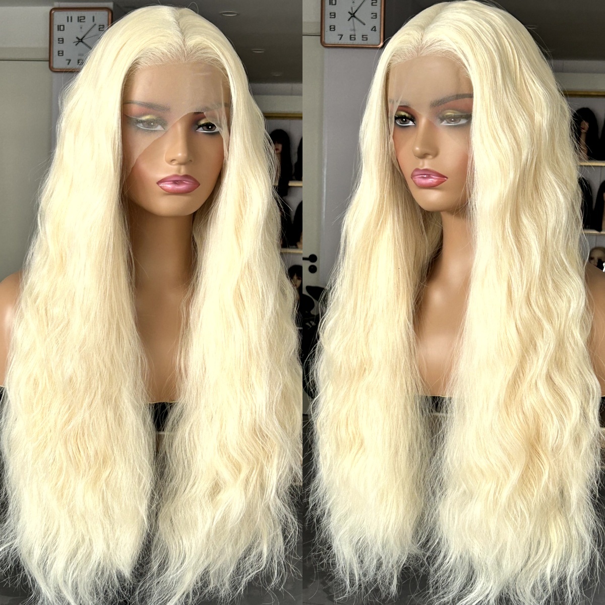 613 Blonde Natural Wavy Synthetic Lace Front Wig Long Curly Colored Hair 13X4 Frontal Wigs for Women Daily Party Cosplay