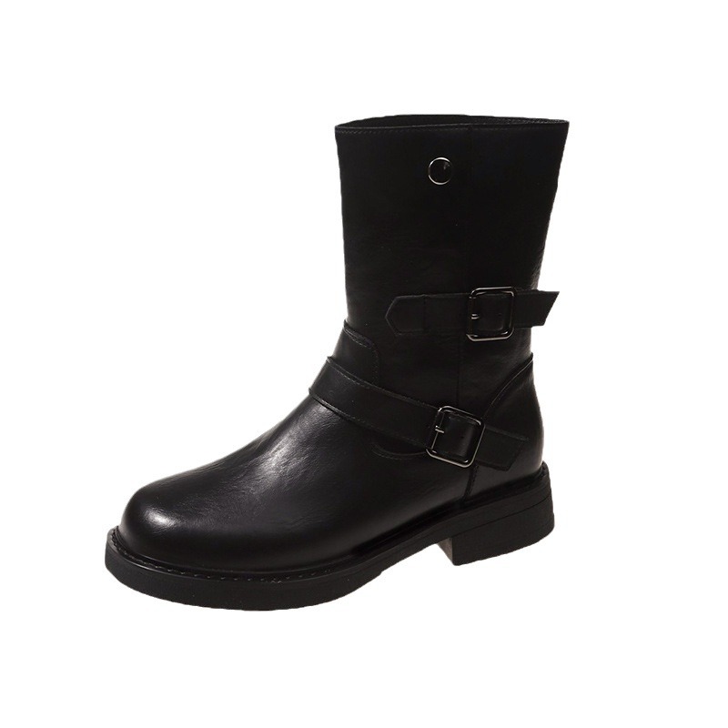 Women Fashion Boots:British Style High Heel Winter New Trendy Versatile Round Toe Simple Design,Black/Brown,Free shipping