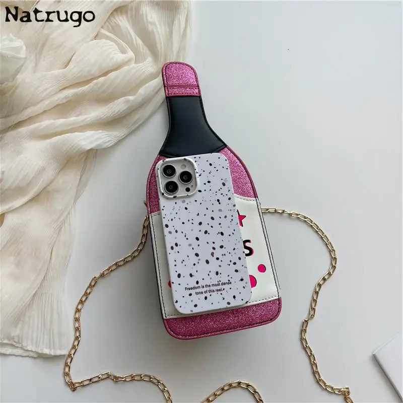 Creative Bottle Shape Chains Crossbody Bags for Women Funny Shoulder Bags Cute Lovely Small Purse And Handbag 241025