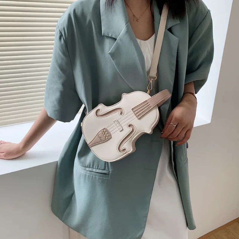 Creative Violin Female Crossbody Bag PU Leather Small Backpacks for Women Thread Ladies Fashion Shoulder Bag 241025