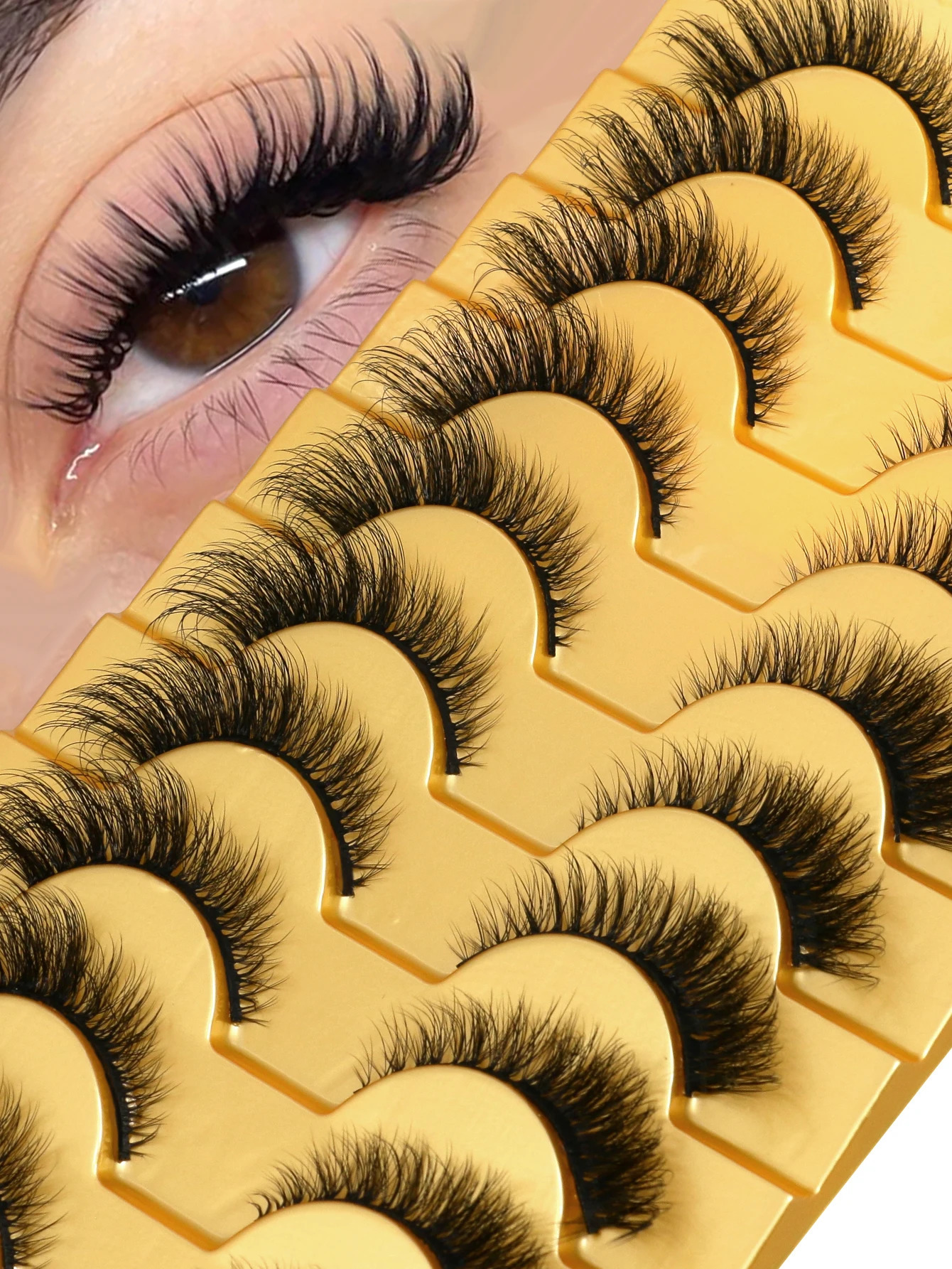 GROINNEYA Cat Eye Lashes Faux Mink Eyelashes Winged End Eye Elongated Eyelashes Fake Lashes Natural long Eyelashes Extension 241028