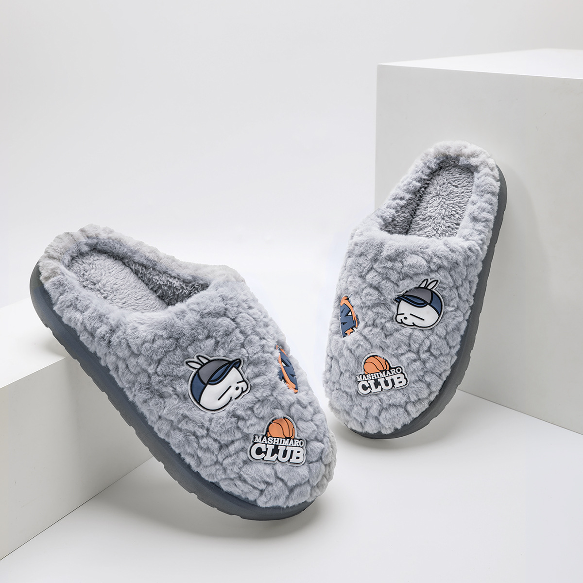 2024 new autumn and winter NEW hot indoor home anti slip thick sole with plush couples wearing cotton slippers for men