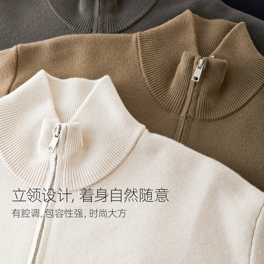 2024 new knitted shirt cardigan wool sweater fashion brand casual and comfortable simple heating multi-functional top men's stand up collar jacke