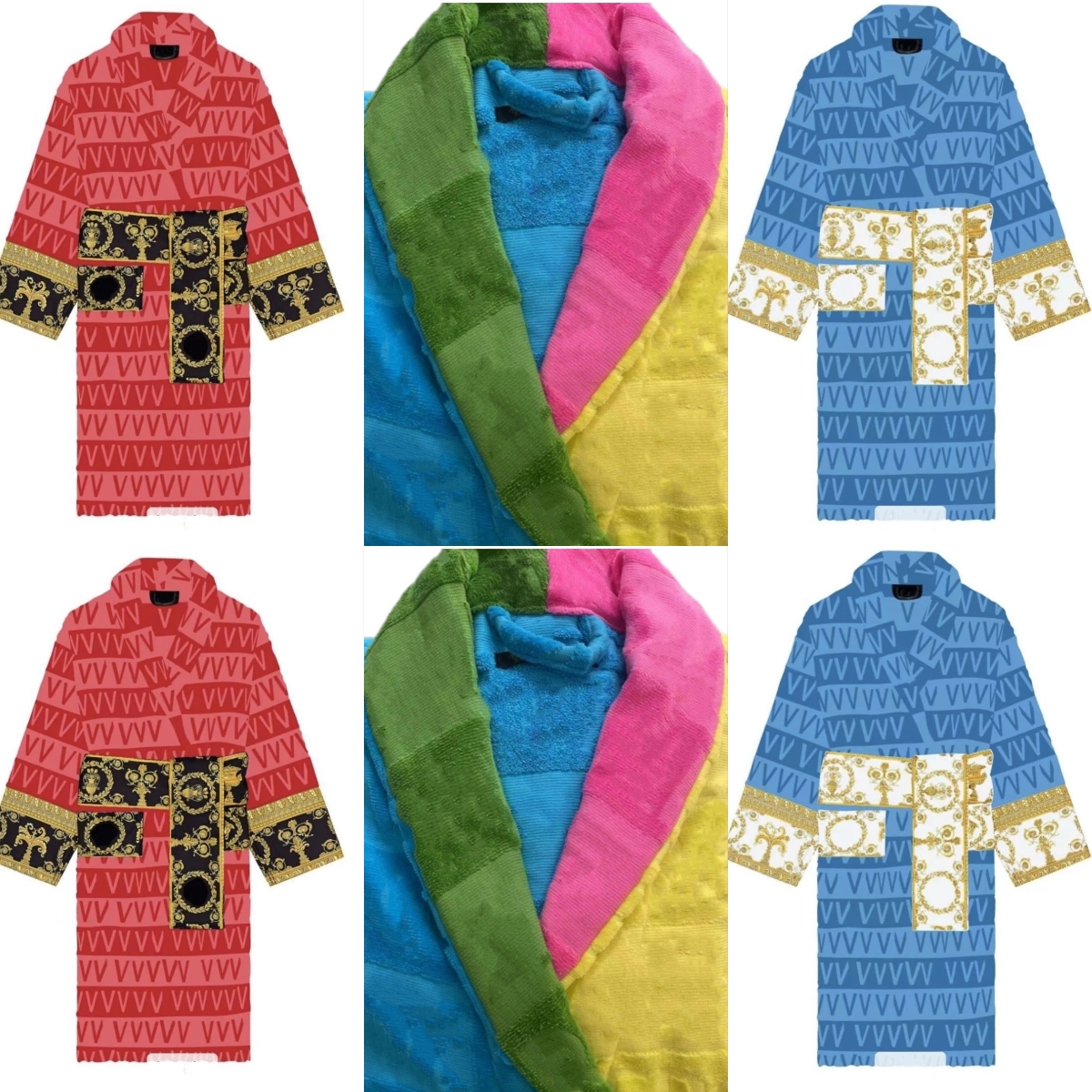 Designer Robe Pamas Men's And Women's Bathrobe Home Clothes Shawl Collar Pure Cotton Soft Pjs Retro Pama Neutral Couple Pj Early Sleep Robe 