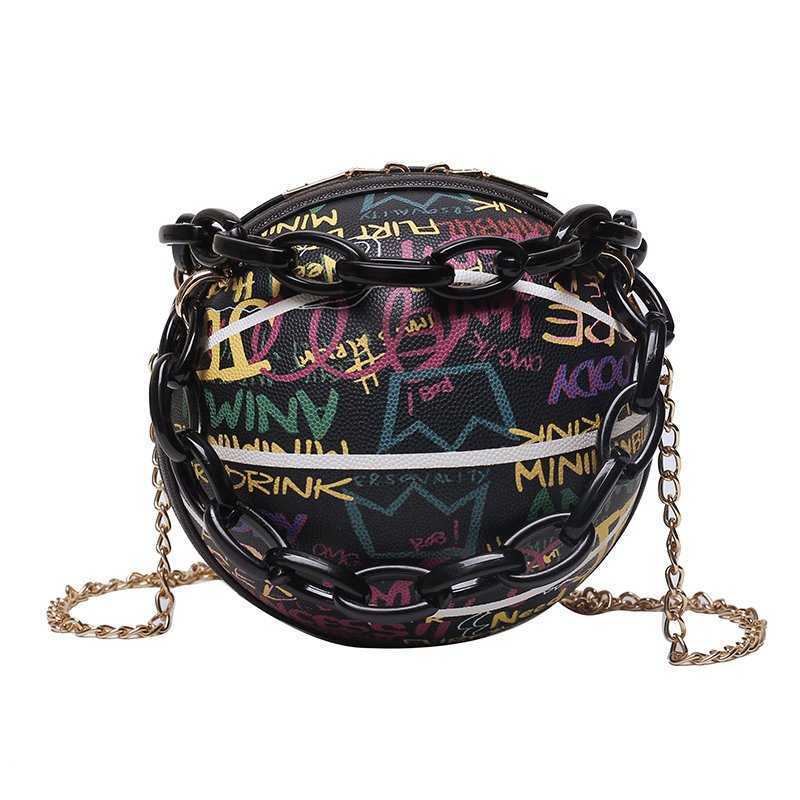 CMM Womens Bag New Trendy Stylish Personalized Crossbody Carrying Funny Graffiti Versatile Chain Basketball Bag