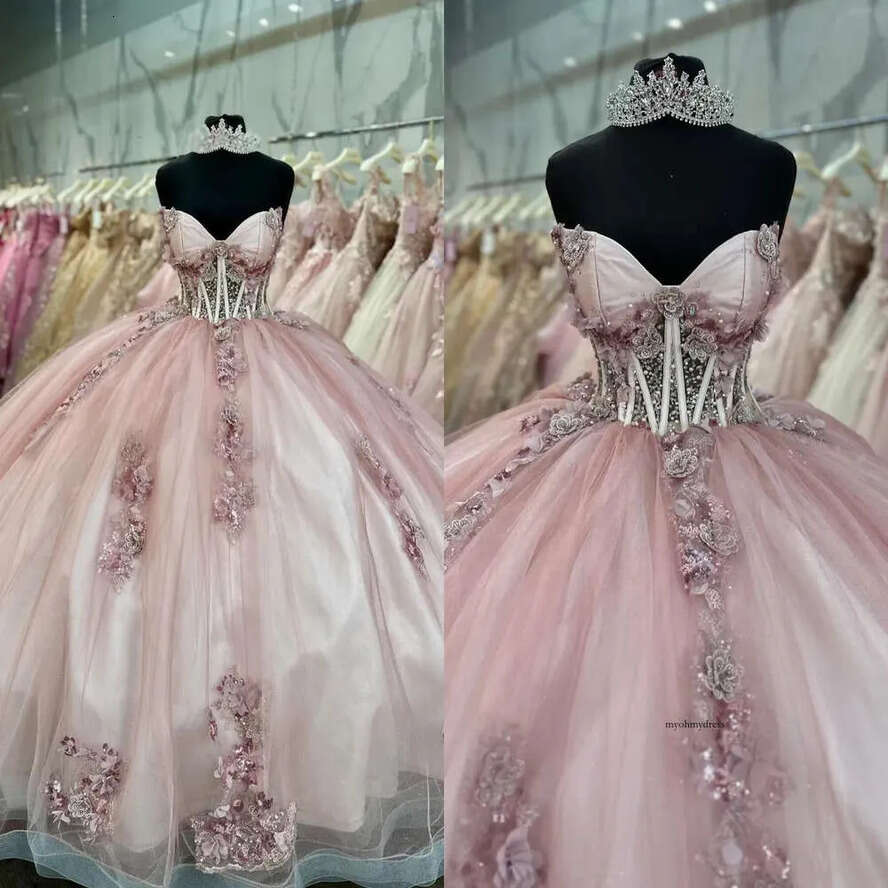 Gorgeous Princess Dresses Ball Gown Sweetheart Beads Appliques Vestido De Quinceanera Bpodice Sweet 15 Masquerade Dress 0515