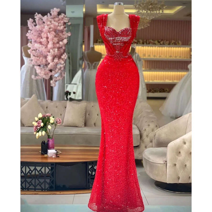 Red Prom Spaghetti Straps Sleeveless V Neck 3D Lace Appliques Sequins Dresses High Waist Or Length Evening Dress Plus Size Custom Made 0431