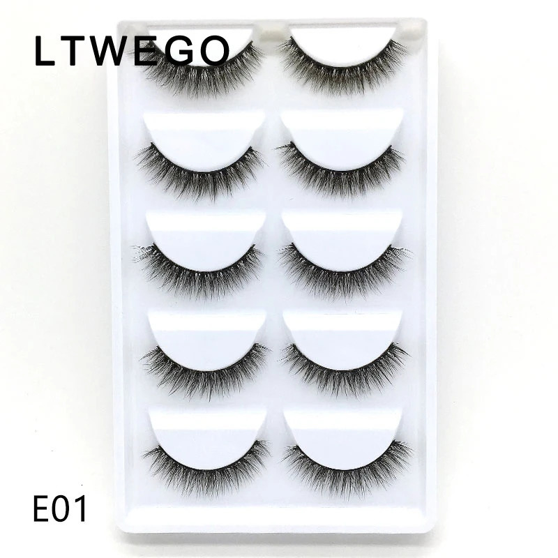 LTWEGO 5 pairs fluffy faux mink eyelashes natural long false eyelash extension handmade volume 3d lashes makeup faux cils cilios 241028