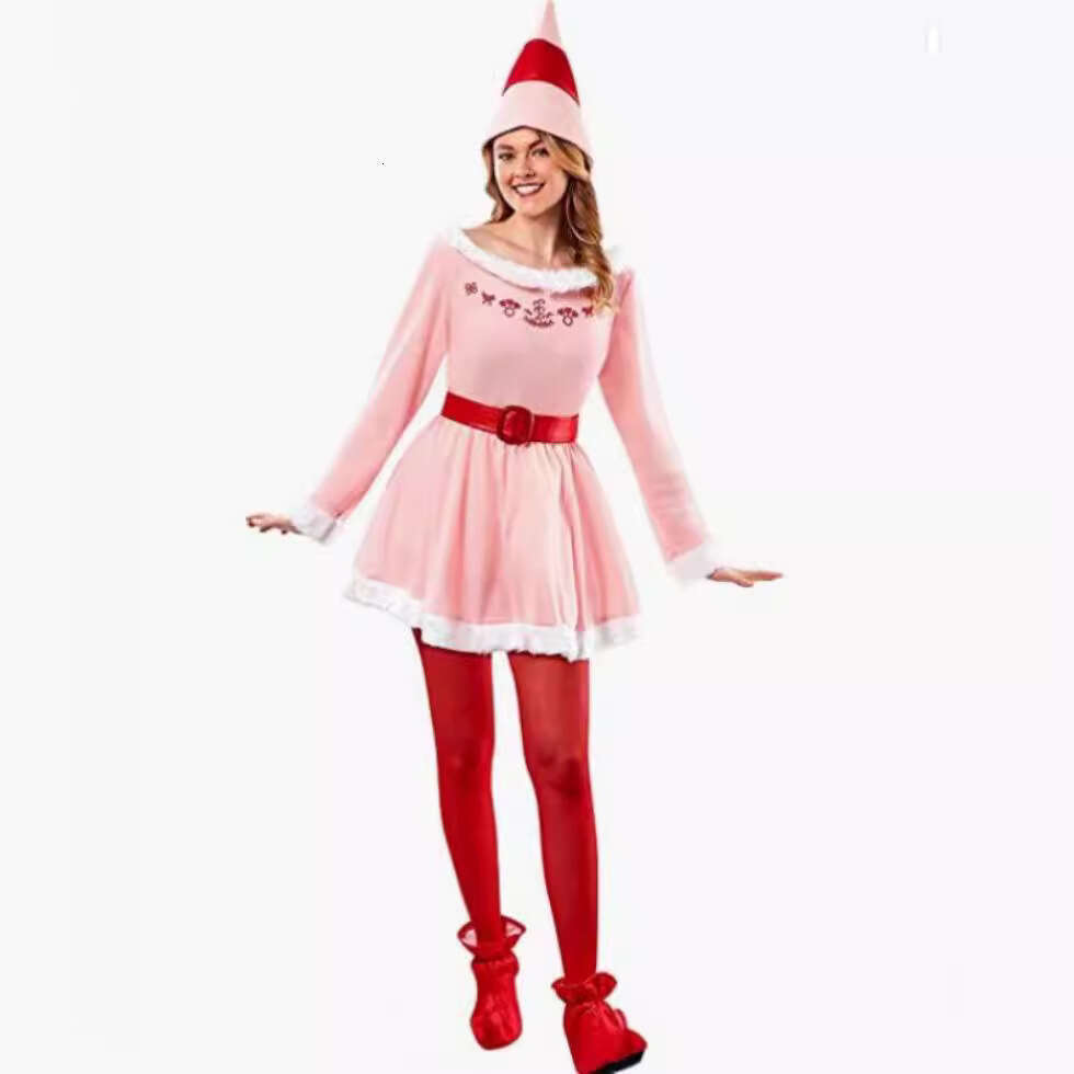 shanshi christmas clothing outfit short skirt fluffy ball adult women's Christmas outfit set DS elf role-playing party