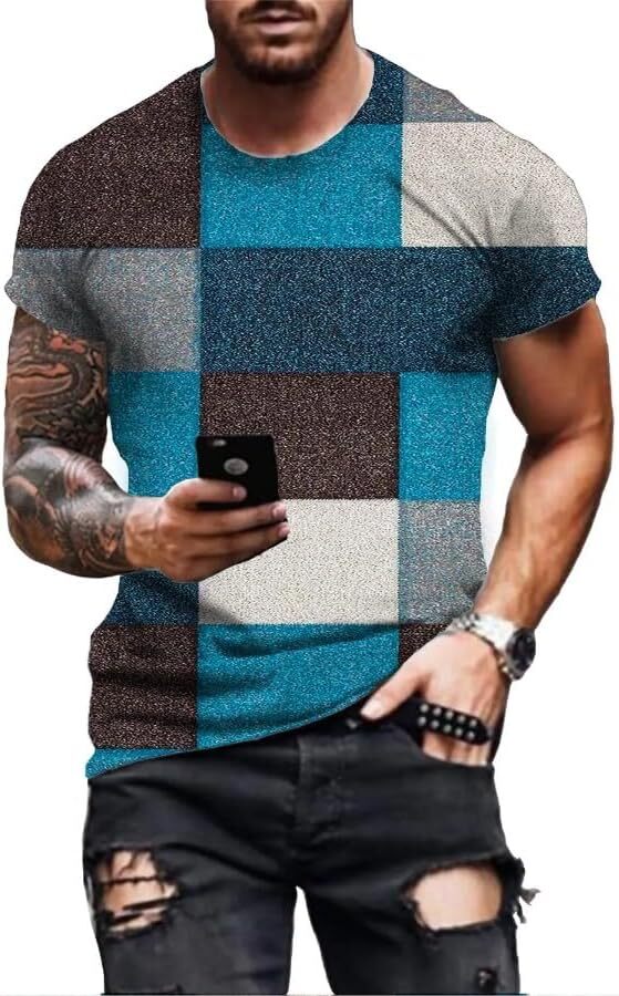 Mens T shirt Summer Fashion 3D Printed T-Shirt Breathable Street Style Stitching Print T-Shirt Men's tee tee Casual tops summer clothes Trendy pa