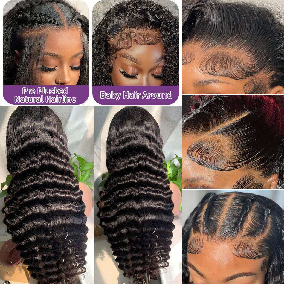 Loose Deep Wave Wig HD Lace Frontal Wigs Pre Plucked Glueless X Human Hair x Closure