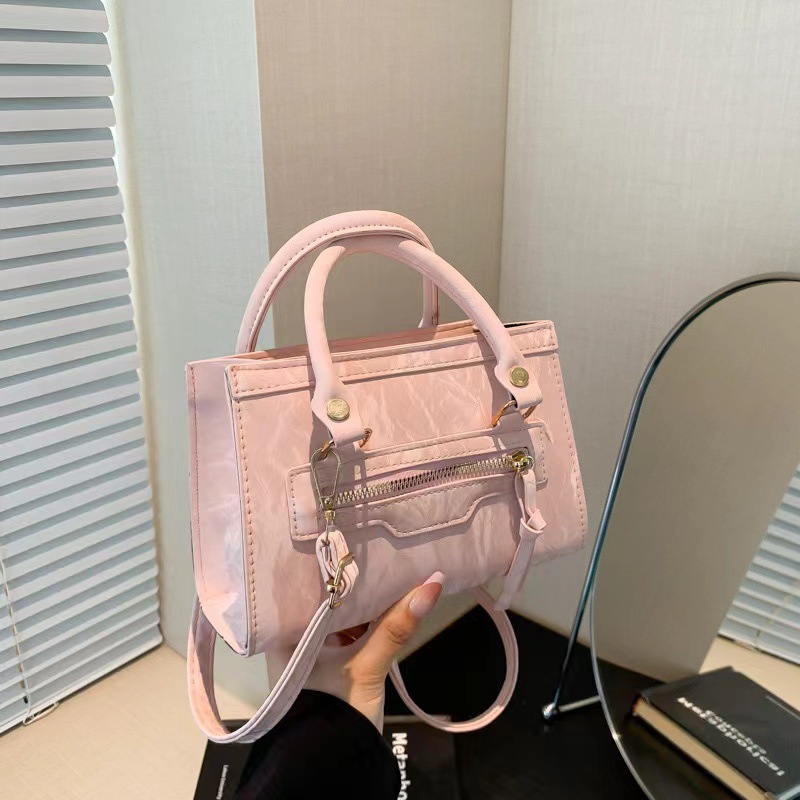 Elegant Totes Fashion Bag Autumn New Women's Fashion Retro Shoulder Bag Small Square Bag For Womens Pink Soft Leather Handbag