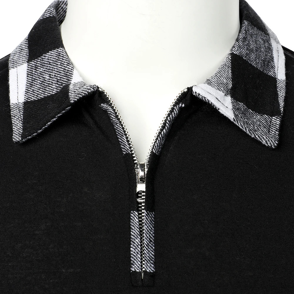 Men Polo Shirt Long Sleeve Top Plaid Matching Business Wear Clothing Casual Fashion Tops 241024