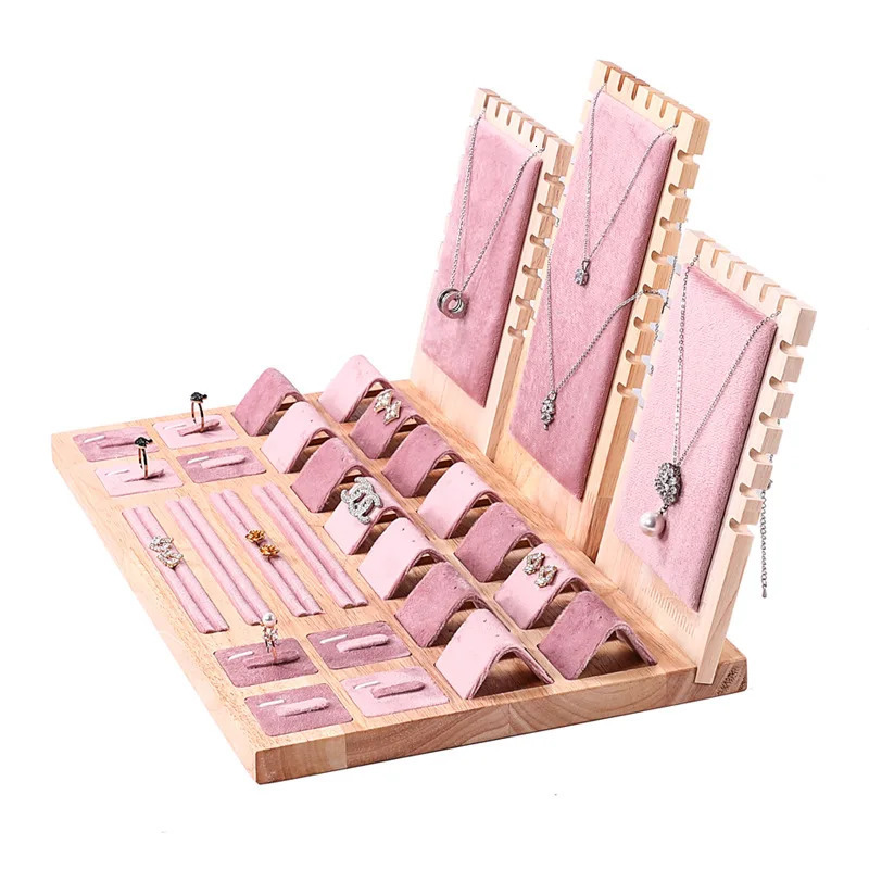 Jewelry display tray necklace pendant bracelet chain holder ring earring stud organizer jewelry display prop set 241014