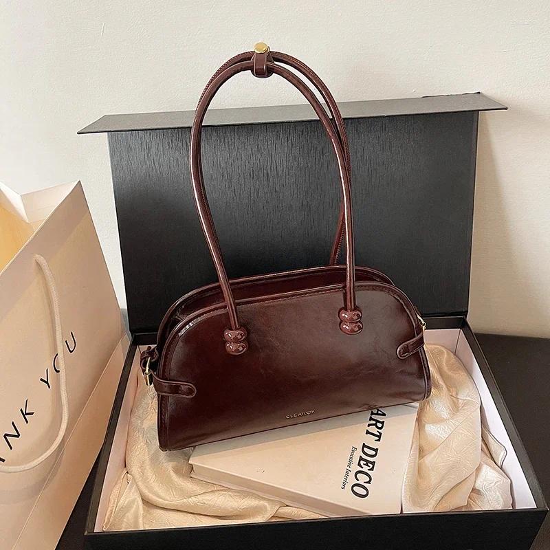 Evening Bags Sense Of Glossy PU Shell Shoulder Solid Zipper Grace High Quality Commute Handbags For Women 2024 Fashion