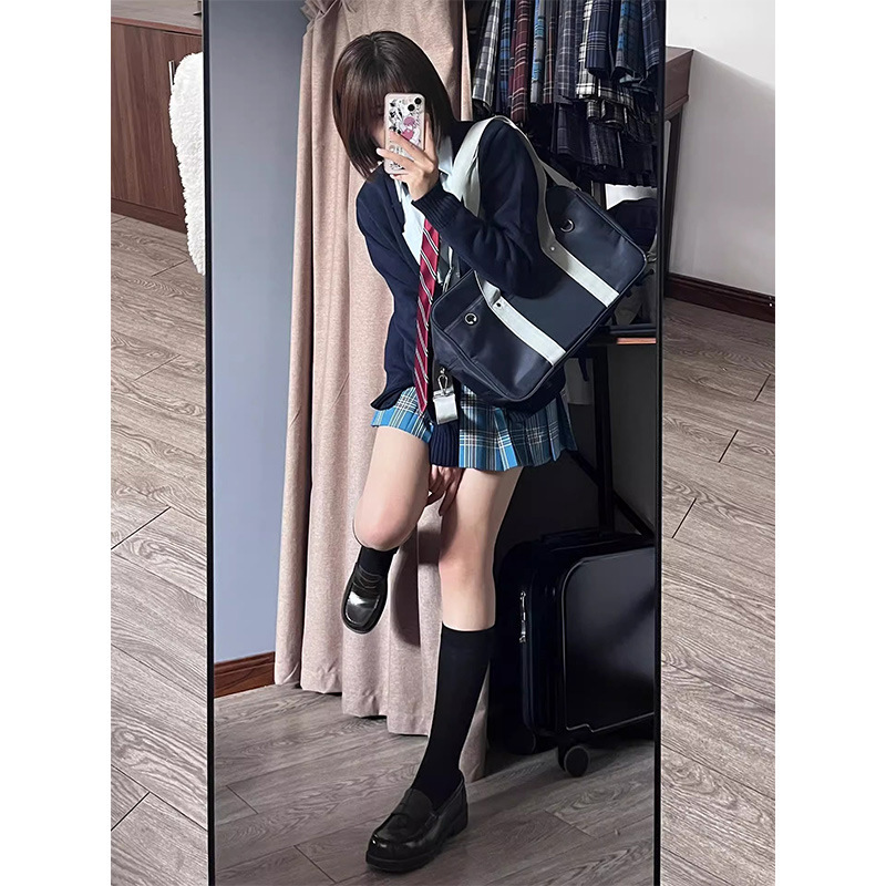 2024 New Designer Early Autumn Solid Color School Style JK Long Sleeve Uniform Versatile Knitted Loose Sweater Women's College Style Open Collar 