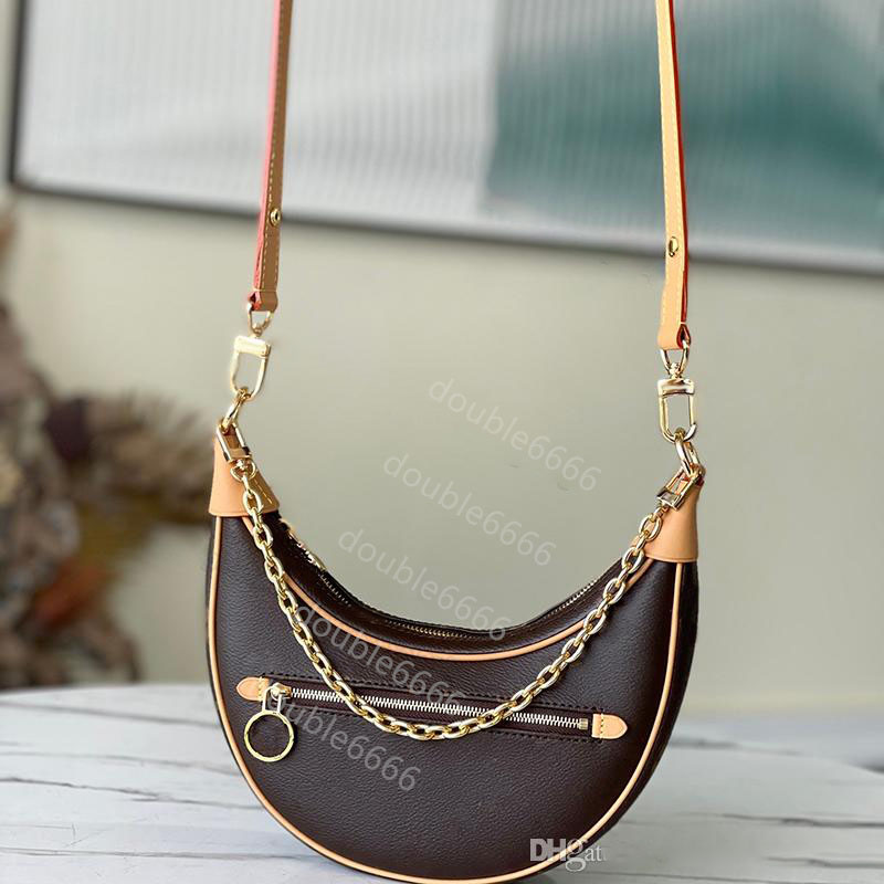 luxury Loop half-moon baguette Crossbody Designer Bag jacquard weave faded denim Chain show Women Tote Shoulder Bags