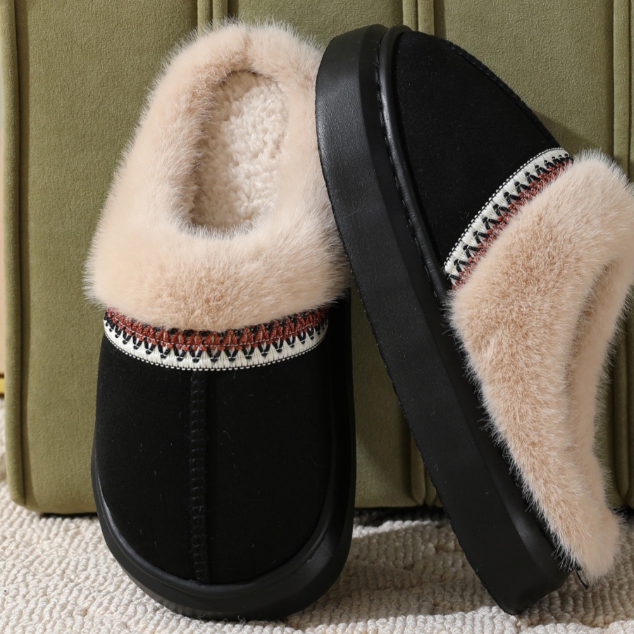 free shipping designer shoes mens flat sandals for women fury slippers winter cotton slippers warm thick soled home thick plush slippers sliders slide