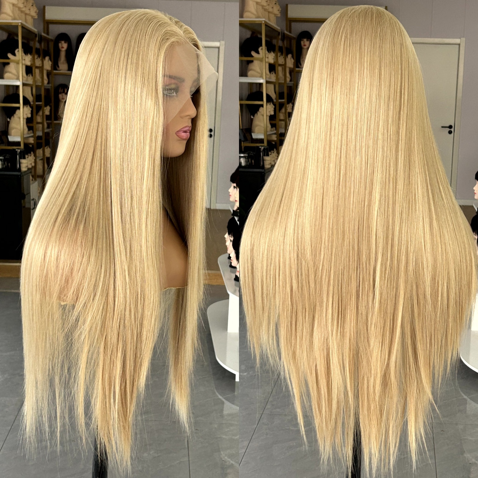 Highlights Long Straight Synthetic Lace Front Wig Honey Blonde Colored Hair 13X4 Frontal Wigs for Women Party Cosplay
