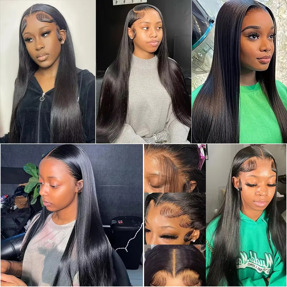 Smooth Straight 13x6 Front Pre Plucked Brazilian 360 Closure Lace Frontal Wigs Human Hair for Black Women