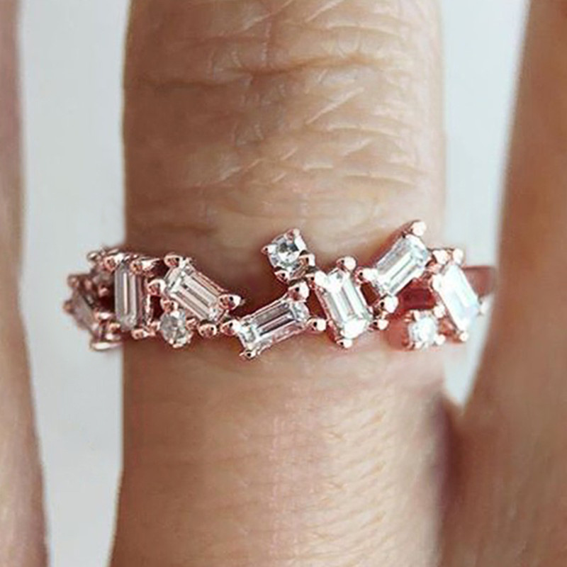 Sterg Sier Princess Cut CZ Dia Irregular Party Ring